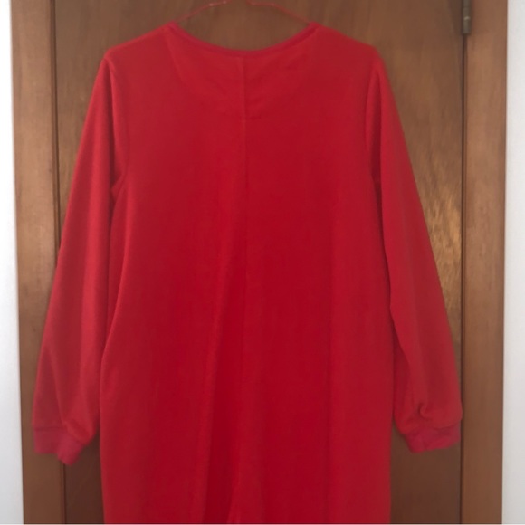 Women’s M NICK & NORA Red Fleece Sock Monkey One Piece Footed Pajamas Cute EXC - Picture 10 of 13